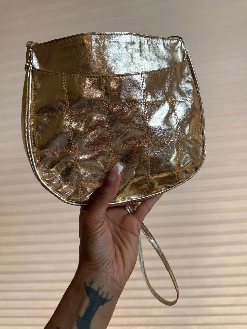 Sirocco Metallic Gold Leather Shoulder Bag